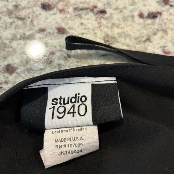 Studio 1940 Sheer Romantic Stylish Chiffon Purple Black Blouse Top Size 14/16 g - Picture 6 of 8